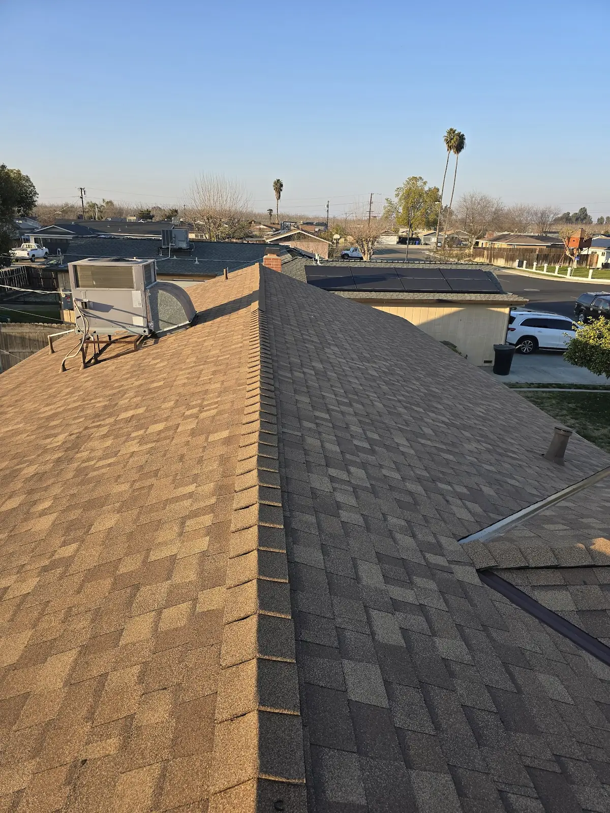 Two-Tone Reroof with Chimney Flashing & Spark Arrestor – Owens Corning Teak in Visalia, CA by New View Roofing – Photo 4