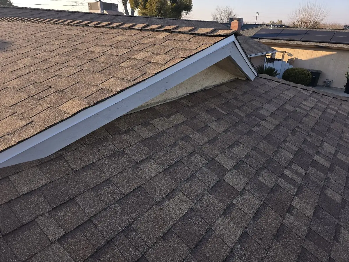 Two-Tone Reroof with Chimney Flashing & Spark Arrestor – Owens Corning Teak in Visalia, CA by New View Roofing – Photo 5